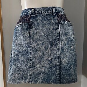 Vintage 80s Acid Wash Mini Denim Skirt